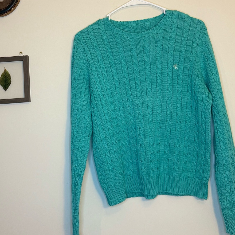 Ralph Lauren Turquoise Cable Knit Sweater